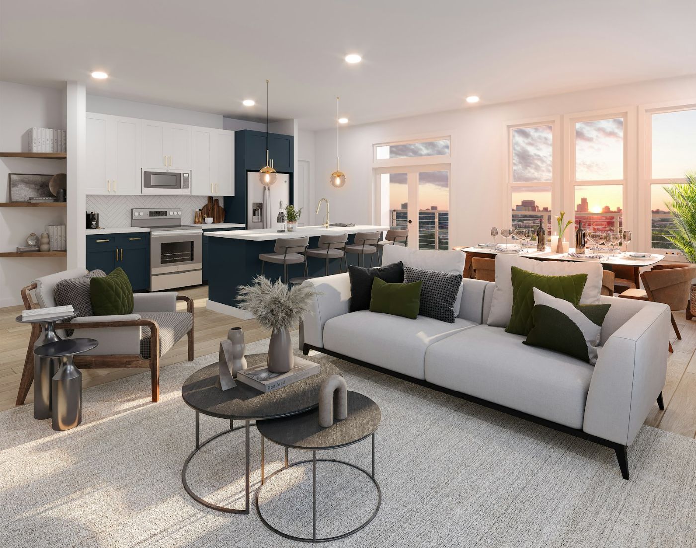 A furnished apartment living room