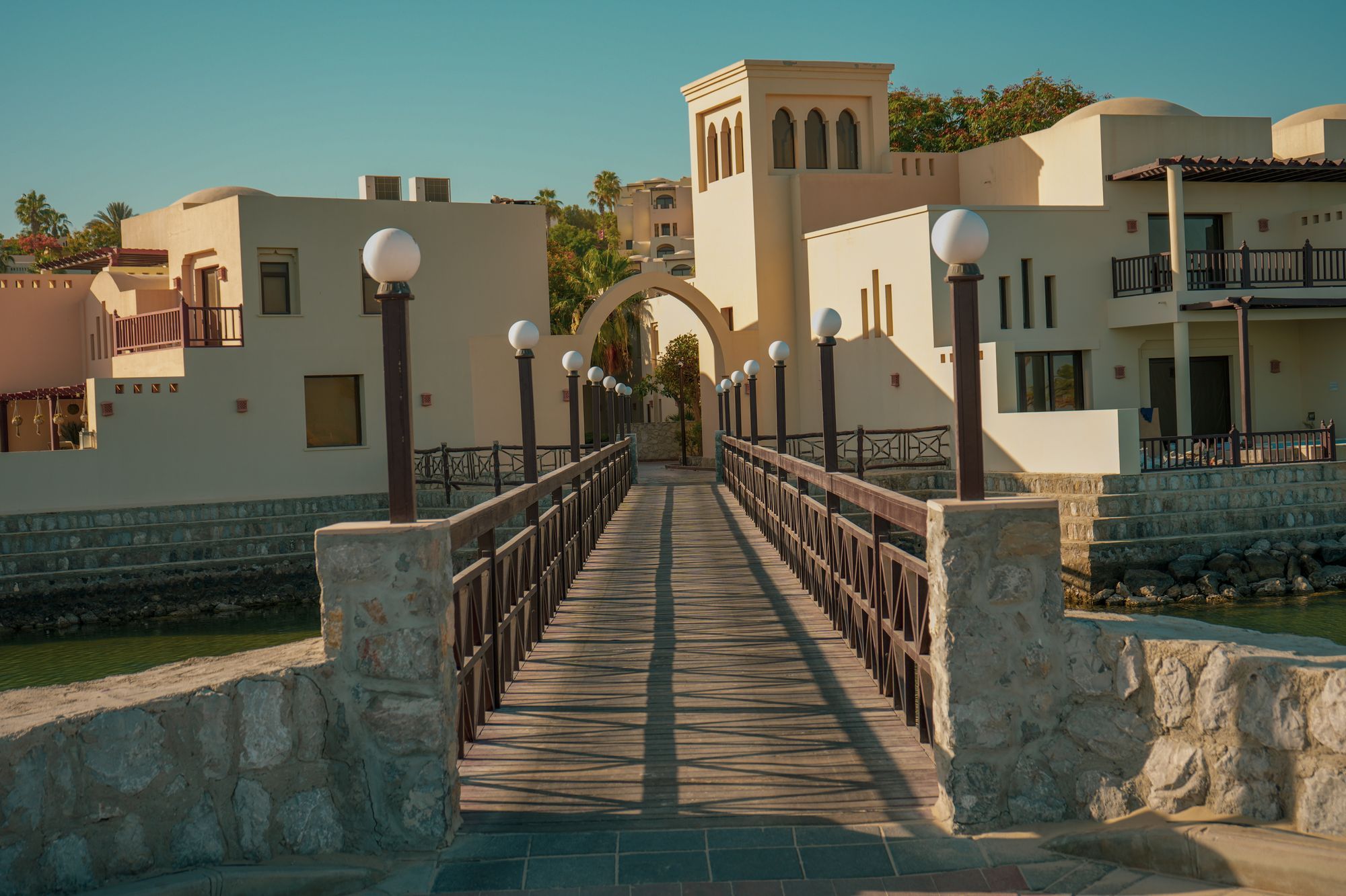 Townhouses beside a footbridge in Ras Al Khaimah
